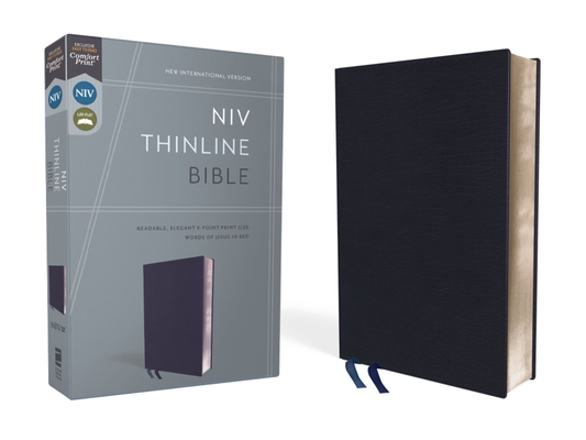 NIV, Thinline Bible, Bonded Leather, Navy, Red Letter Edition Cover Image