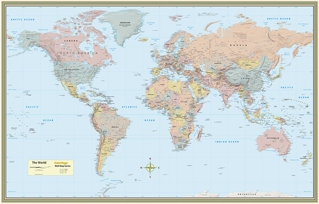 World Map Poster (32 X 50 Inches) - Laminated: - A Quickstudy Reference By Mapping Specialists Cover Image
