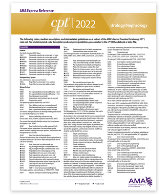 CPT Express Reference Coding Card 2022: Urology/Nephrology By American Medical Association Cover Image