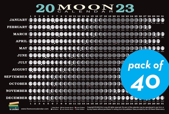 2023 Moon Calendar Card (40 pack): Lunar Phases, Eclipses, and More! By Kim Long Cover Image