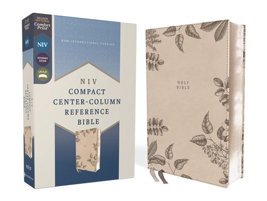 Niv, Compact Center-Column Reference Bible, Leathersoft, Stone, Red Letter, Comfort Print Cover Image
