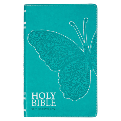 KJV Holy Bible, Gift Edition for Girls/Teens King James Version, Faux Leather Flexible Cover, Teal Butterfly Cover Image