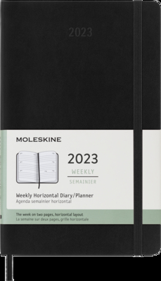 Moleskine 2023 Weekly Horizontal Planner, 12M, Large, Black, Hard Cover (5 x 8.25) By Moleskine Cover Image