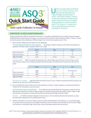 Asq-3(tm) Quick Start Guide in French Cover Image