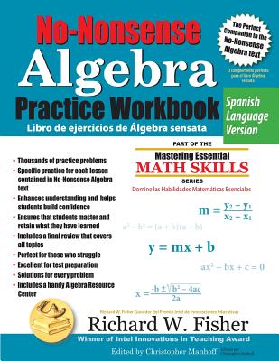 No-Nonsense Algebra Practice Workbook, Spanish Language Version Cover Image