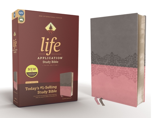 Niv, Life Application Study Bible, Third Edition, Leathersoft, Gray/Pink, Red Letter Edition Cover Image
