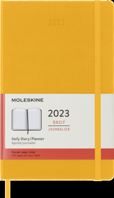 Moleskine 2023 Daily Planner, 12M, Large, Orange Yellow, Hard Cover (5 x 8.25) By Moleskine Cover Image