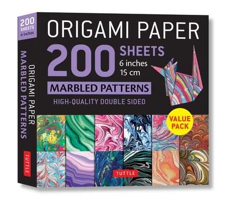 Origami Paper 200 Sheets Marbled Patterns 6 (15 CM): Tuttle Origami Paper: Double Sided Origami Sheets Printed with 12 Different Patterns (Instruction By Tuttle Studio (Editor) Cover Image
