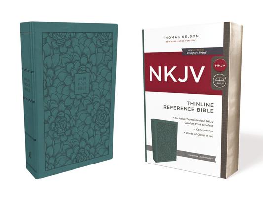 NKJV, Thinline Reference Bible, Imitation Leather, Turquoise, Red Letter Edition, Comfort Print By Thomas Nelson Cover Image