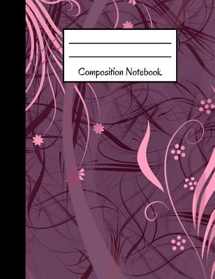 Composition Notebook: Pretty Purple, Pink Modern Floral Design Large 120 Page College Ruled Notebook By Blank Publishers Cover Image
