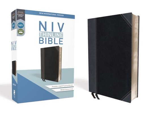 NIV, Thinline Bible, Imitation Leather, Black/Gray, Red Letter Edition By Zondervan Cover Image