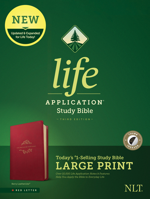 NLT Life Application Study Bible, Third Edition, Large Print (Red Letter, Leatherlike, Berry, Indexed) Cover Image