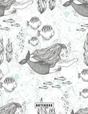 Notebook: Mermaid under the sea on white cover and Dot Graph Line Sketch pages, Extra large (8.5 x 11) inches, 110 pages, White Cover Image