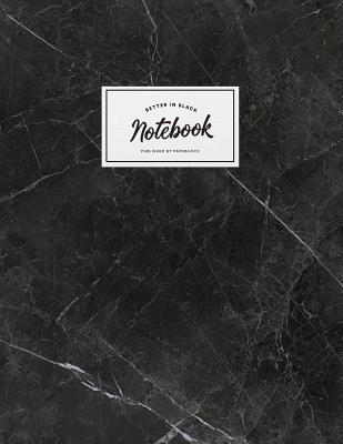 Notebook: Beautiful black marble white label ★ School supplies ★ Personal diary ★ Office notes 8.5 x 11 - big Cover Image
