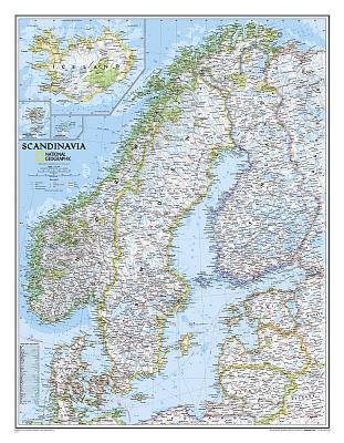 National Geographic Scandinavia Wall Map - Classic (23.5 X 30.25 In) (National Geographic Reference Map) By National Geographic Maps Cover Image