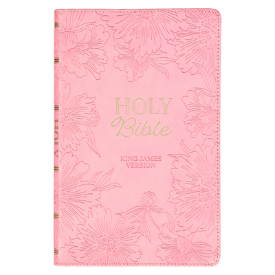 KJV Holy Bible, Gift Edition King James Version, Faux Leather Flexible Cover, Light Pink Floral Cover Image