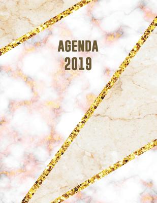 Agenda 2019: Semana Vista - Mosaico de Mármol Beige Rosa Y Oro - Organizador Día Página Español - 52 Semanas Enero a Diciembre 2019 Cover Image