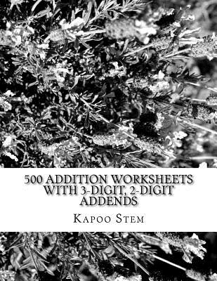 500 Addition Worksheets with 3-Digit, 2-Digit Addends: Math Practice Workbook Cover Image