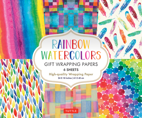 Cover for Rainbow Watercolors Gift Wrapping Papers - 6 Sheets