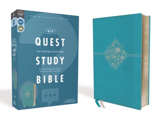 Niv, Quest Study Bible, Leathersoft, Blue, Comfort Print: The Only Q and A Study Bible Cover Image