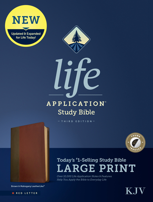 KJV Life Application Study Bible, Third Edition, Large Print (Leatherlike, Brown/Mahogany, Indexed, Red Letter) Cover Image