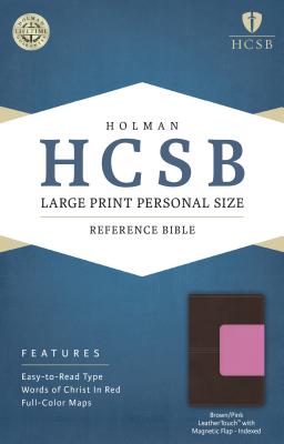 Cover for HCSB Large Print Personal Size Bible, Pink/Brown LeatherTouch with Magnetic Flap Indexed