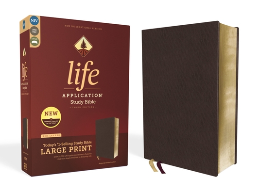 Niv, Life Application Study Bible, Third Edition, Large Print, Bonded Leather, Burgundy, Red Letter Edition Cover Image