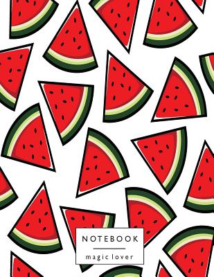 Notebook magic lover: Watermelon on white cover and Dot Graph Line Sketch pages, Extra large (8.5 x 11) inches, 110 pages, White paper, Sket Cover Image