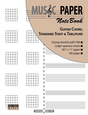 MUSIC PAPER NoteBook - Guitar Chord, Standard Staff & Tablature Cover Image