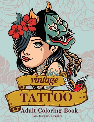 Vintage Tattoo Coloring Book Cover Image