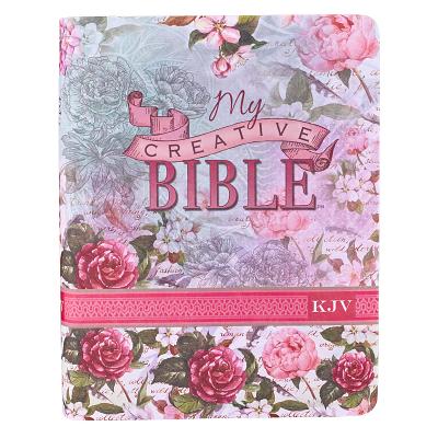 KJV Holy Bible, My Creative Bible, Faux Leather Flexcover - Ribbon Marker, King James Version, Pink Floral  Cover Image