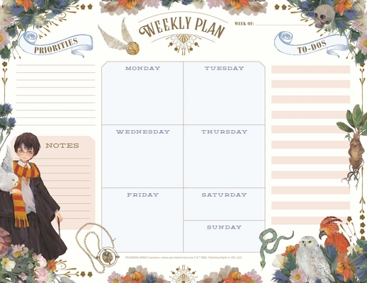 Harry Potter: Floral Fantasy Weekly Planner Notepad By Insights Cover Image