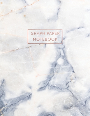 Graph Paper Notebook: Blue and White Grey Marble - 8.5 x 11 - 5 x 5 Squares per inch - 100 Quad Ruled Pages - Cute Graph Paper Composition N Cover Image