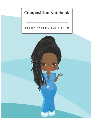 Composition Notebook: African American Nurse Story Paper notebook for Kindergarten - Third Grade. Cover Image