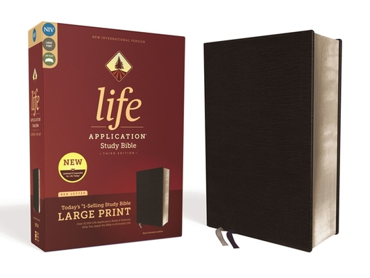 Niv, Life Application Study Bible, Third Edition, Large Print, Bonded Leather, Black, Red Letter Edition Cover Image
