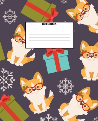 Notebook: Christmas Dog Holiday Themed Wide Ruled 120 Page Composition Notebook