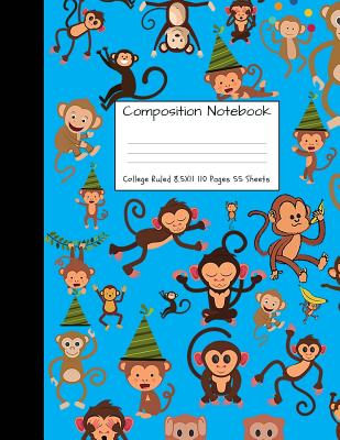 Composition Notebook College Ruled 8.5 inch x 11 inch: Monkey Party Monkeys Cute Composition Notebook, College Notebooks, Girl Boy School Notebook, Co By Majestical Notebook Cover Image