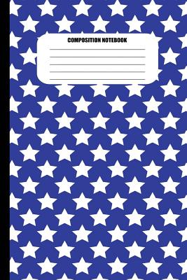 Composition Notebook: White Stars on Blue Background (100 Pages, College Ruled) Cover Image