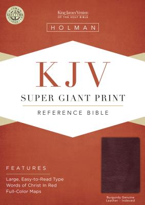 KJV Super Giant Print Bible, Burgundy Genuine Leather Indexed Cover Image