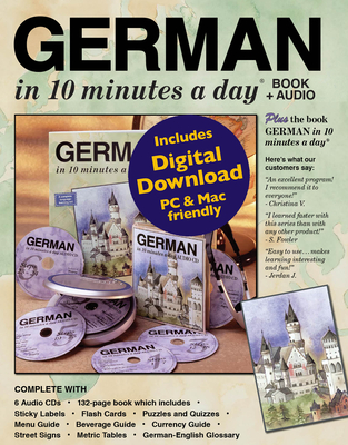 German in 10 Minutes a Day Book + Audio: Language Course for Beginning and Advanced Study. Includes Workbook, Flash Cards, Sticky Labels, Menu Guide, By Kristine K. Kershul Cover Image