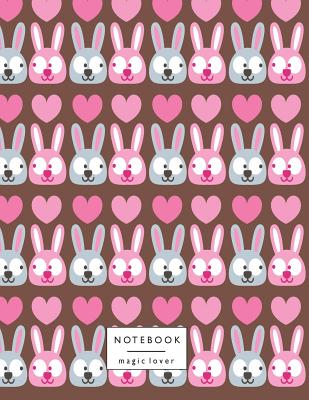 Notebook magic lover: Cute bunny on brown cover and Dot Graph Line Sketch pages, Extra large (8.5 x 11) inches, 110 pages, White paper, Sket Cover Image