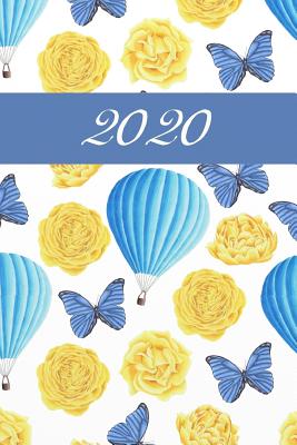 2020: Agenda semainier 2020 - Calendrier des semaines 2020 - Turquoise pointillé - Fleurs Roses papillon Cover Image
