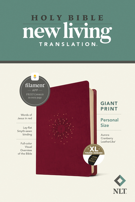 NLT Personal Size Giant Print Bible, Filament-Enabled Edition (Leatherlike, Aurora Cranberry, Indexed, Red Letter) By Tyndale (Created by) Cover Image