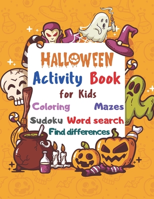 Halloween Activity Book Coloring Mazes Sudoku Word search Find