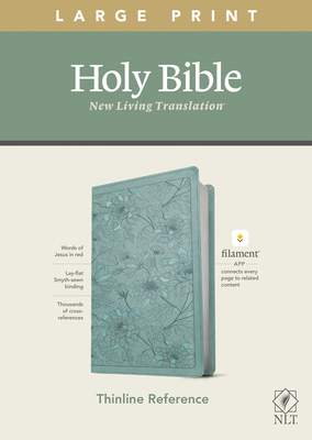 NLT Large Print Thinline Reference Bible, Filament Enabled Edition (Red Letter, Leatherlike, Floral/Teal) Cover Image
