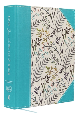 NKJV, Journal the Word Bible, Large Print, Blue Floral Cloth, Red Letter Edition: Reflect, Journal, or Create Art Next to Your Favorite Verses By Thomas Nelson Cover Image