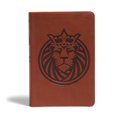KJV Kids Bible, Lion LeatherTouch: Easy to Use, Red Letter, Ribbon Marker, Study Helps for Children, Smythe-Sewn, Large Print Font Size Cover Image