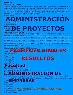 Administración de Proyectos-Exámenes Finales Resueltos: Facultad: Administración de Empresas By P. Medardo Vasquez Galindo Cover Image