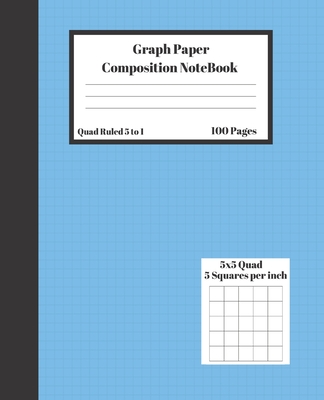 Graph Composition Notebook 5 Squares per inch 5x5 Quad Ruled 5 to 1 100 Sheets: Cute Blue cover Dark Stripe gift Book grid squared paper Back To Schoo By Animal Journal Press Cover Image