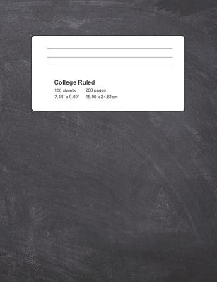 College Ruled: Black Cover Notebook 100 Sheets 200 Pages Cover Image
